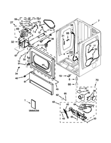 Lower Cabinet And Front Panel Parts Diagram and Parts List for MLG24PRAWW3  Maytag Dryer
