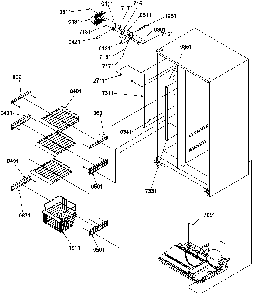 Freezer Shelves And Light Diagram and Parts List for SXD520TW-P1310001WW  Amana Refrigerator