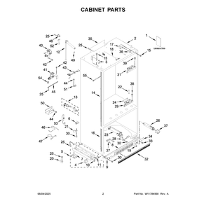 Cabinet Parts Diagram and Parts List for JF36NXFXDE21  Jenn-Air Refrigerator