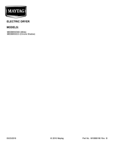 Cover Sheet Diagram and Parts List for MEDB855DW3  Maytag Dryer