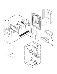 Dispenser Front Parts Diagram and Parts List for MFI2670XEB0  Maytag Refrigerator
