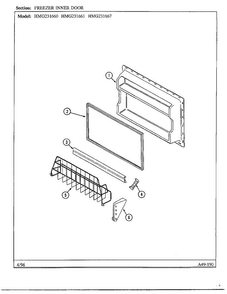Freezer Inner Door Diagram and Parts List for HMG-231667  Admiral Refrigerator