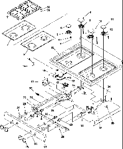Main Top Diagram and Parts List for ARG7800E-P1143365NE  Amana Range