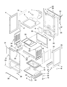 Chassis Parts Diagram and Parts List for AGG222VDB0  Amana Range