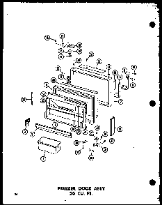Freezer Door Assy 20 Cu. Ft. Diagram and Parts List for TC18B-P73500-7W  Amana Refrigerator