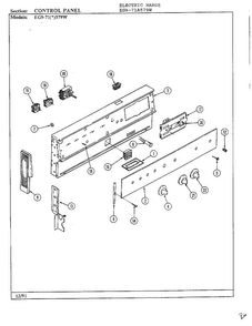 Control Panel Diagram and Parts List for EG9-71(*)579W  Hardwick Range