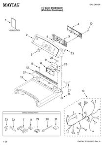 Top And Console Parts Diagram and Parts List for MGDB700VQ0  Maytag Dryer