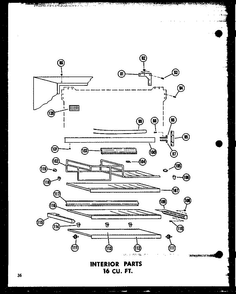 Interior Parts 16 Cu. Ft. Diagram and Parts List for T16J-P60178-1W  Amana Refrigerator
