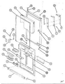 Freezer Door Diagram and Parts List for TC22N-P116205W  Amana Refrigerator