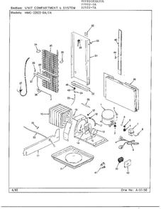 Unit Compartment & System Diagram and Parts List for 22922-7A  Admiral Refrigerator