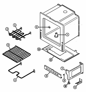 Oven/base Diagram and Parts List for S3500PPW-D  Maytag Range