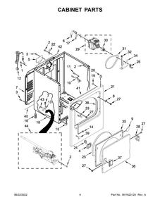 Cabinet Parts Diagram and Parts List for MGDC465HW2  Maytag Dryer