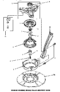 Brg Hsg/brake/pulley & Pivot Dome Diagram and Parts List for LW4303L-P1163304WL  Amana Washer
