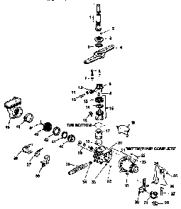 Water Distribution Components Diagram and Parts List for ADU7500CB P1188306W Amana Dishwasher