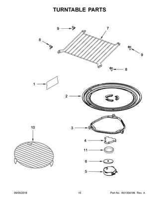 Turntable Parts Diagram and Parts List for MMV6190FB2  Maytag Microwave