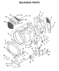 Bulkhead Parts Diagram and Parts List for MED6230HC0  Maytag Dryer