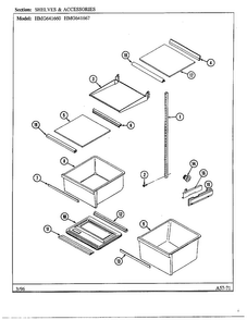 Shelves And Accessories Diagram and Parts List for HMG-641670  Admiral Refrigerator
