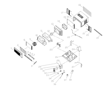 Cabinet Parts Diagram and Parts List for AW-08CR1FM  Admiral Air Conditioner
