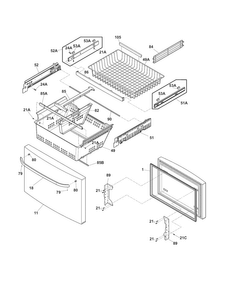 Freezer Drawer, Baskets Diagram and Parts List for CFD27SDPS0  Crosley Refrigerator