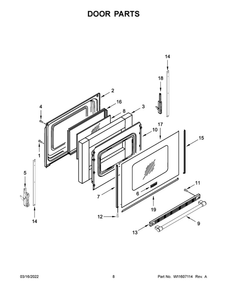 Door Parts Diagram and Parts List for YMER6600FW5  Maytag Range