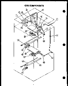 Gas Components Diagram and Parts List for PHO203UWW  Amana Wall Oven