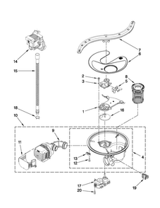 Pump, Washarm And Motor Parts Diagram and Parts List for JDB8000AWB0  Jenn-Air Dishwasher