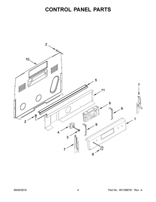 Control Panel Parts Diagram and Parts List for YMER6600FB2  Maytag Range