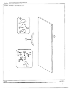 Fresh Food Outer Door Diagram and Parts List for HMG621267  Admiral Refrigerator