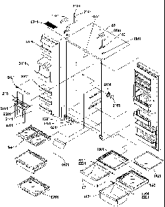 Refrigerator/freezer Shelves, Lights, And Hinges Diagram and Parts List for SRD526TW-P1313401WW  Amana Refrigerator