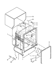 Tub And Frame Parts Diagram and Parts List for ADB1400PYB4  Amana Dishwasher