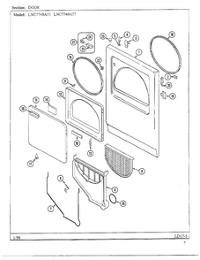 Door Diagram and Parts List for LNC7749A77  Maytag Dryer