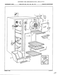 Freezer Compartment Diagram and Parts List for 21374B  Admiral Refrigerator