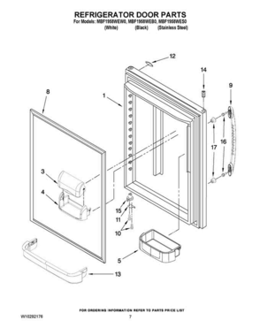 05 - Refrigerator Door Parts Diagram and Parts List for MBF1958WEB0  Maytag Refrigerator