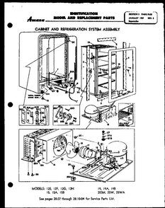 Models 12e, 12f, 12g, 12h, 15, 15a, 15b, 19, 19a, 19b Diagram and Parts List for 12K  Amana Freezer