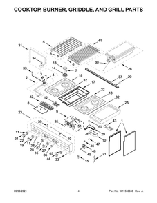 Cooktop, Burner, Griddle, And Grill Parts Diagram and Parts List for JDRP748HM01  Maytag Range