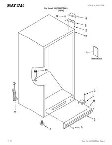 Cabinet Parts Diagram and Parts List for MQF1656TEW01  Maytag Freezer