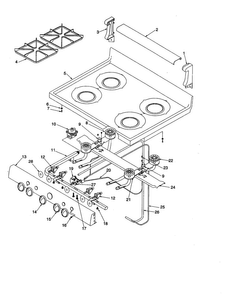 Main Top And Backguard Diagram and Parts List for ARO3100W-P1143358NW  Amana Range