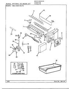 Optional Ice Maker Kit Diagram and Parts List for 31824-0A  Admiral Refrigerator