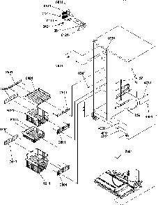 Freezer Shelves And Light Diagram and Parts List for SBD20S4L-P1190007WL  Amana Refrigerator