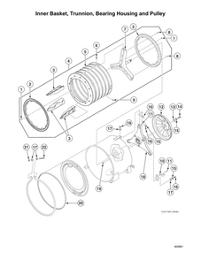 Inner Basket/Trunnion/Bearing Housing/Pulley Diagram and Parts List for AFNE9BSP115TN13  Speed Queen Washer