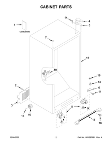 Cabinet Parts Diagram and Parts List for MZF34X20DW06  Maytag Freezer