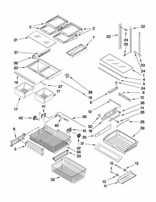Shelf Parts Diagram and Parts List for G37026FEAS6  Maytag Refrigerator