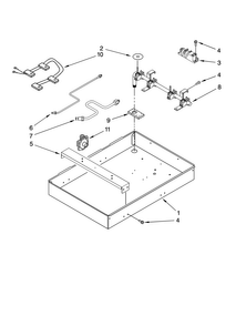 Burner Box, Gas Valves, And Switches Diagram and Parts List for MGC5430BDB21  Maytag Cooktop