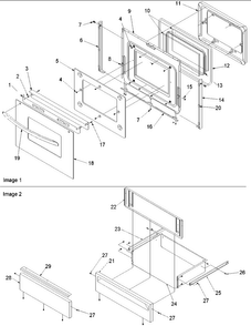 Oven Door And Storage Drawer Diagram and Parts List for ARDS802E-P1131941NE  Amana Range