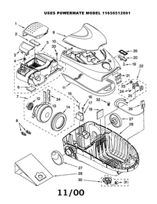 Vacuum Cleaner Diagram and Parts List for 11620512001  Kenmore Canister Vacuum