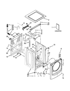 Top And Cabinet Parts Diagram and Parts List for MHW6000XW0  Maytag Washer