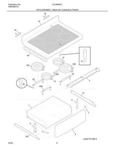 Top And Drawer / Table De Cuisson And Tiroir Diagram and Parts List for CSJ388003  Maytag Range