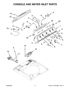 Console And Water Inlet Parts Diagram and Parts List for MVW5035MW1  Maytag Washer