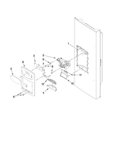 Dispenser Front Parts Diagram and Parts List for MFI2569YEB2  Maytag Refrigerator