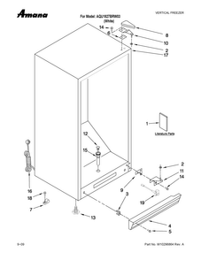 Cabinet Parts Diagram and Parts List for AQU1827BRW03  Amana Freezer